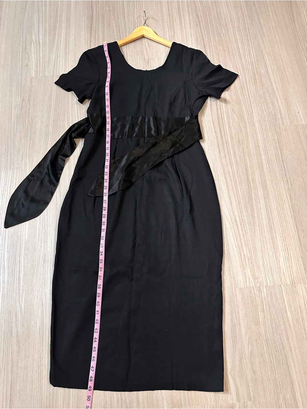 Another Thyme 90’s Black Rayon Dress 12 Satin Belt Dark Romantic Whimsigoth - Picture 4 of 7